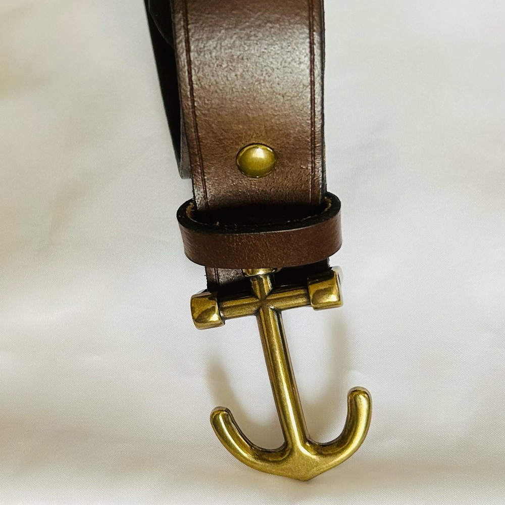 CREWCUTS. Set Sail! Leather Belt w/Anchor Buckle 32” x 1”. Preowned. $25.